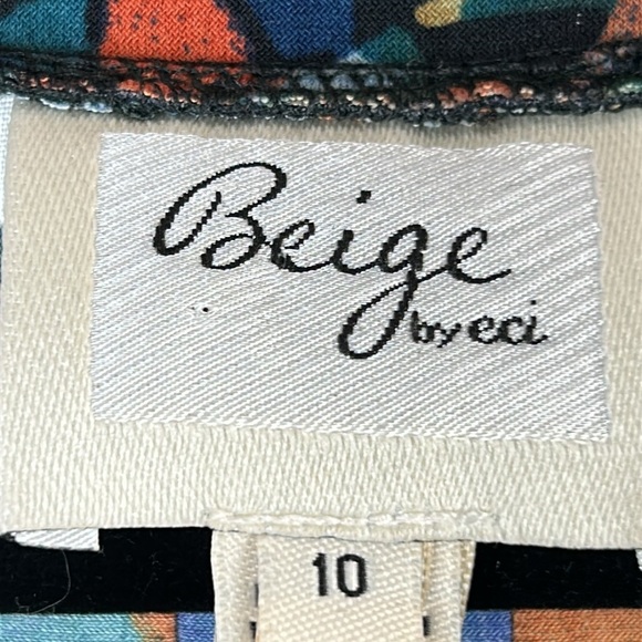 Beige by ECI Boho Beaded Scarf Print Short Sleeve Mini Dress Size 10 Multicolour - Picture 6 of 13